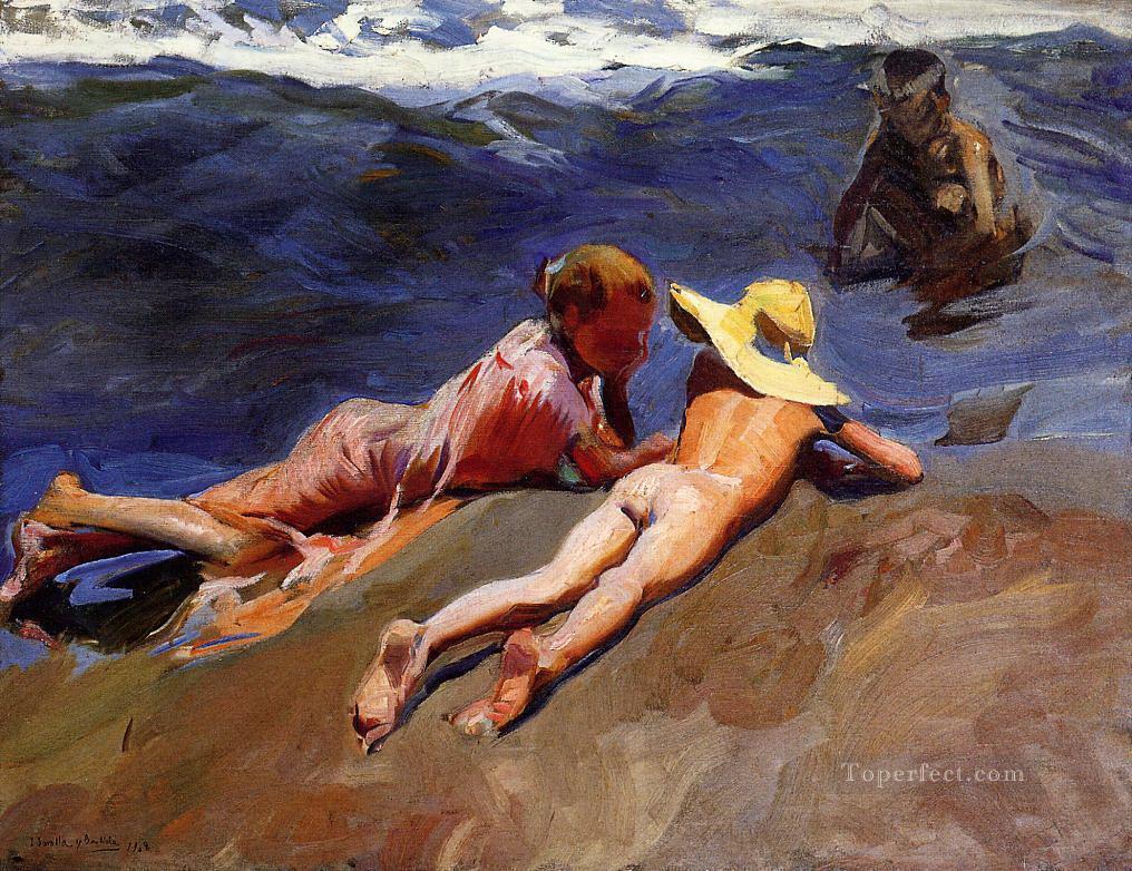 on the sand valencia beach 1908 Oil Paintings